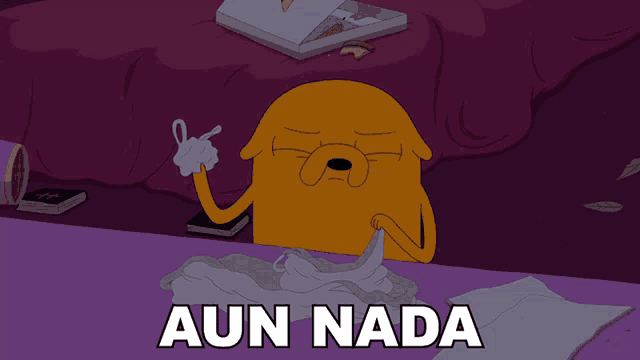 a cartoon character with the word aun nada on the bottom right
