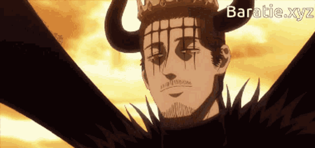 a man with horns and a crown on his head with the website baratie.xyz at the bottom