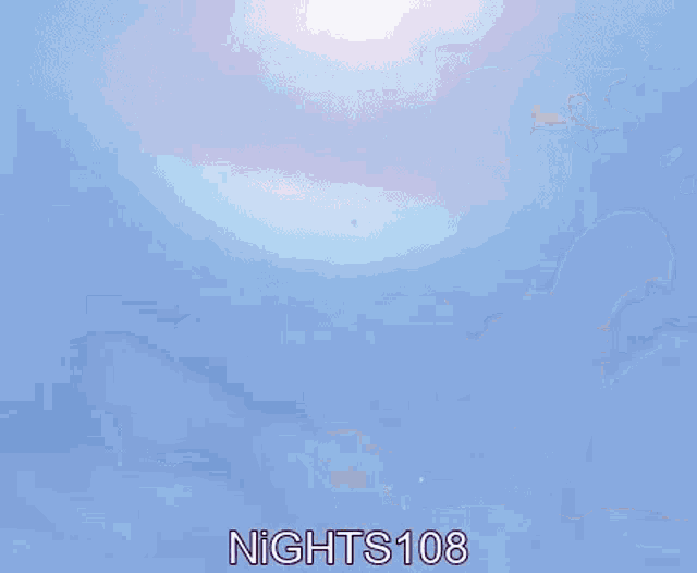 a cartoon character is flying through the air with the words nights 108 written below him .