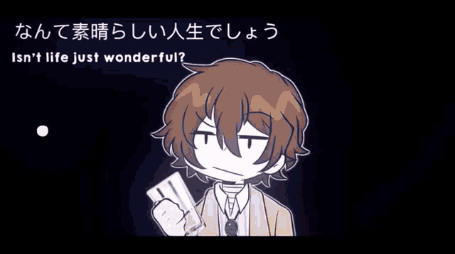 a cartoon of a man holding a card with the words isn 't life just wonderful below him