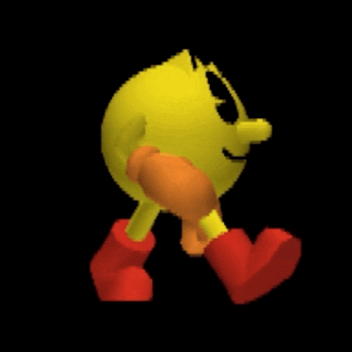 a yellow cartoon character with orange gloves and red shoes