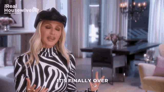 a woman says it 's finally over in a living room