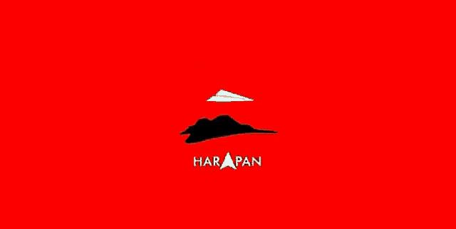 a red background with a black object on it