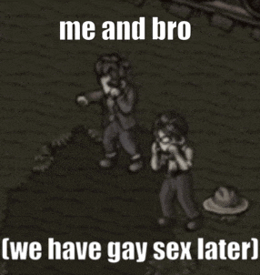 a picture of two people with the caption " me and bro "