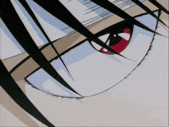 a close up of a person 's eye with red eyes
