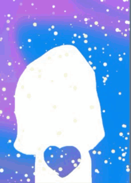 a silhouette of a person with a heart in their mouth on a blue background