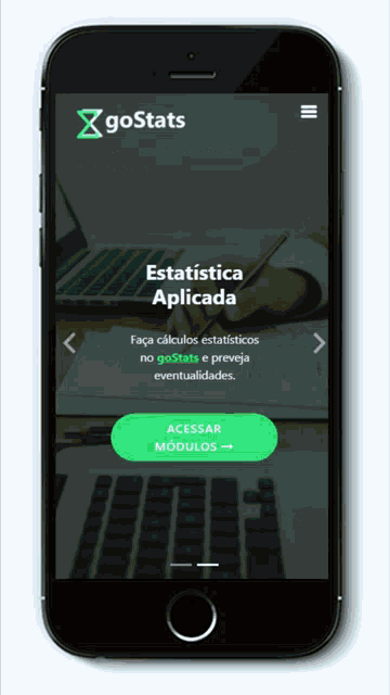a cell phone displays a website called go stats