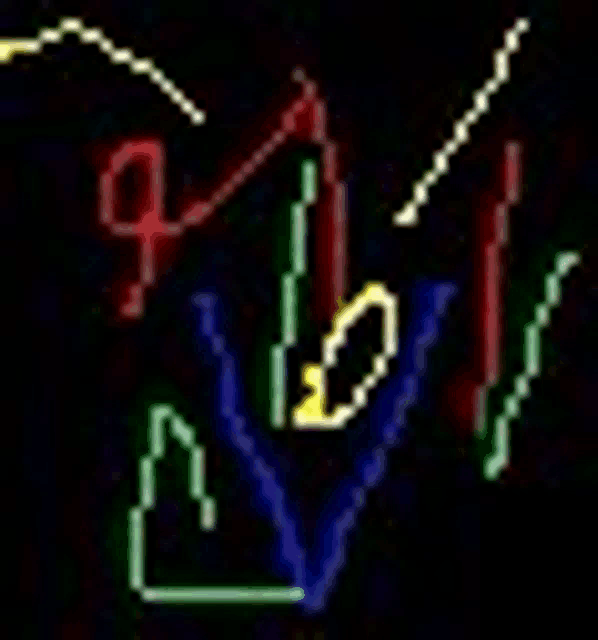 a bunch of neon lights on a black background with a heart in the middle