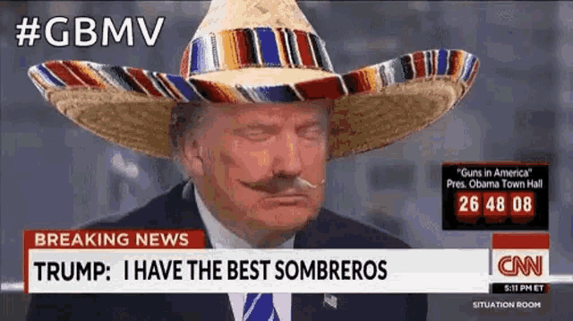 a man is wearing a sombrero and smoking a cigarette on a news channel .