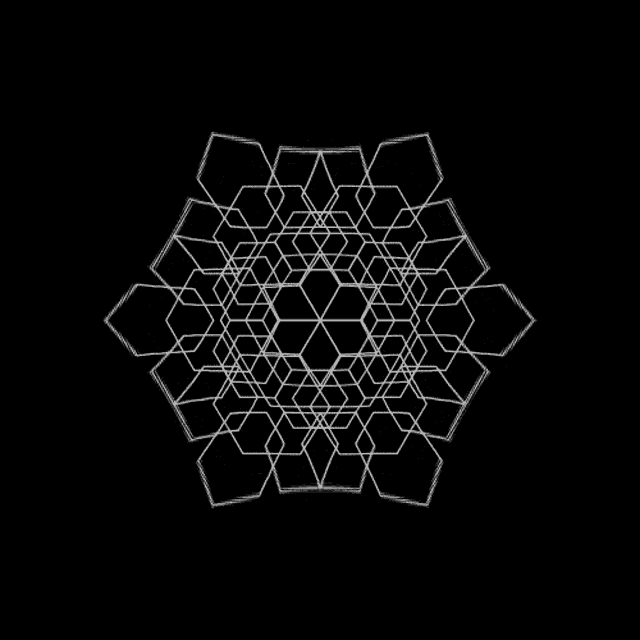 a black background with a white geometric pattern on it