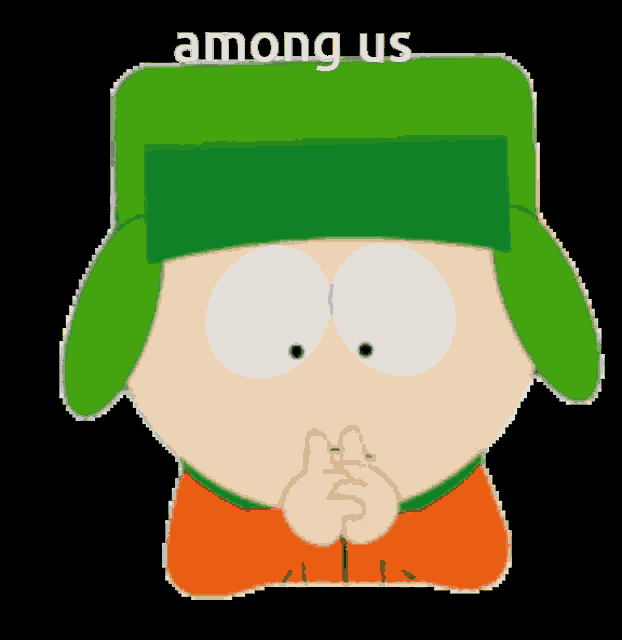 a cartoon character with among us written on the top of his head