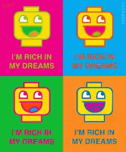 Im Rich In My Dreams Lego Head GIF - Im Rich In My Dreams Lego Head Psychedelic Art GIFs