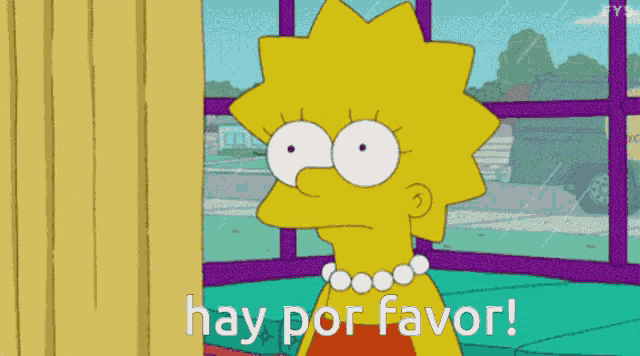 a cartoon of lisa simpson says hay por favor in spanish