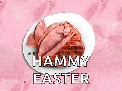 hammy easter written on a plate with ham