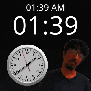a clock shows the time as 1:39 am
