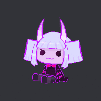 a pixel art drawing of a girl with horns and a bow tie