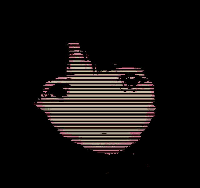 a pixelated image of a girl 's face with a pink eye