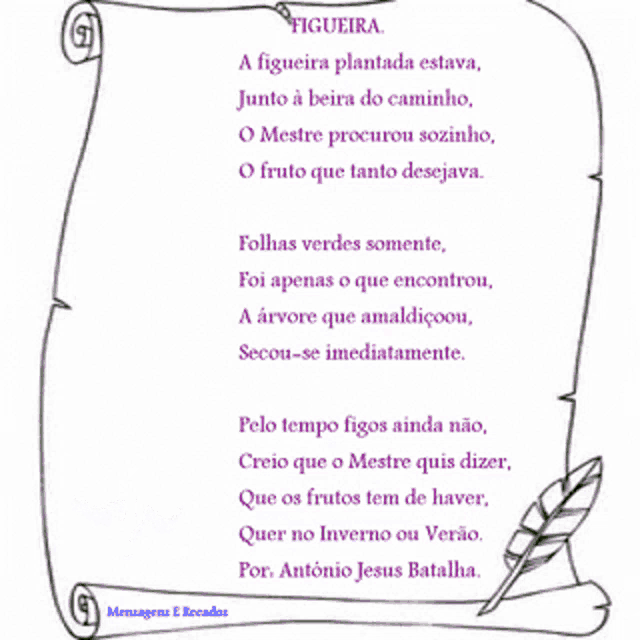 a scroll with a picture of a tree and a poem about figueira