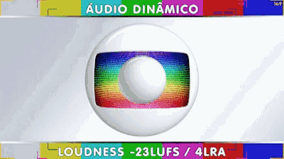 a rainbow colored logo with the words audio dinámico loudness - 23lufs / 4lra below it