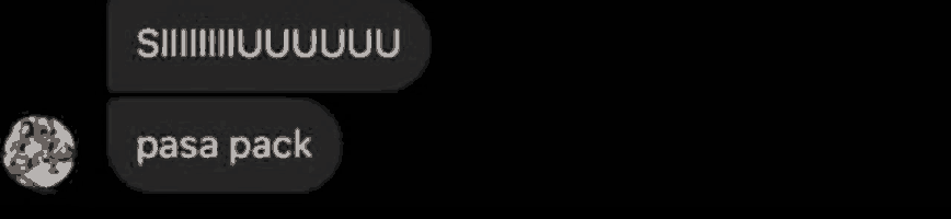 a screenshot of a text message with the words pasa pack written on it .