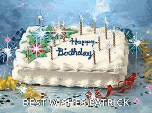 a birthday cake with candles and the words happy birthday written on it