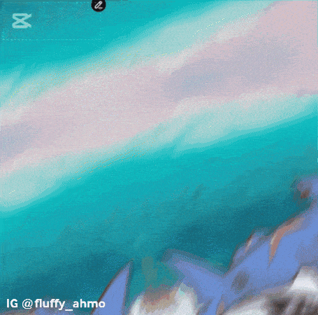 a painting of a blue sky with a watermark that says ig @fluffy_ahmo