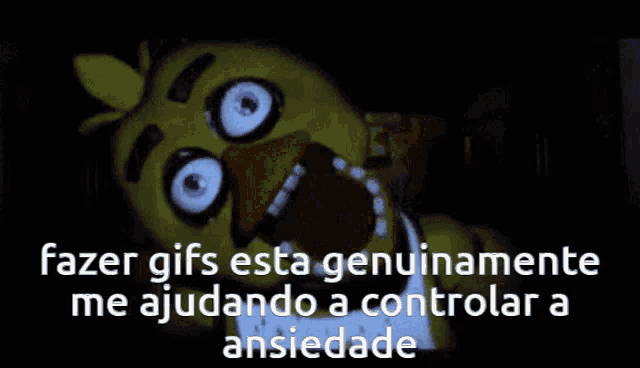 a picture of chica from five nights at freddy 's with the words fazer gifs
