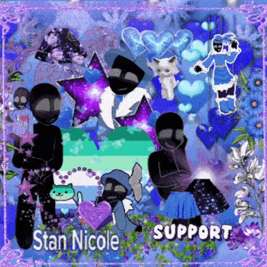 a poster that says stan nicole support with a blue background