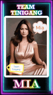 a picture of a woman with the name mia written on the bottom