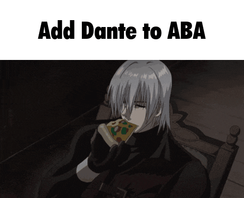 a picture of dante from devil may cry eating a pizza