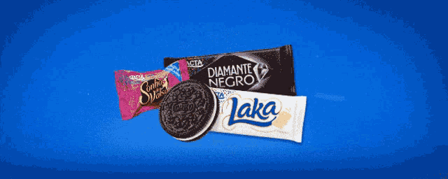 a blue background with a diamond selection logo and a cookie