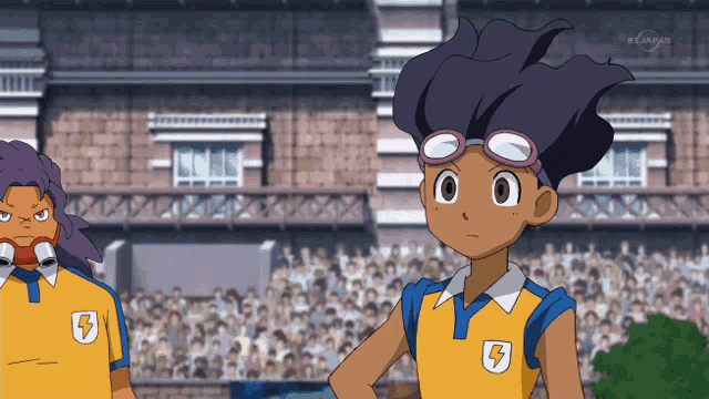 a boy in a yellow shirt with a lightning bolt on it
