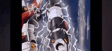a robot is being destroyed by a beam of lightning .