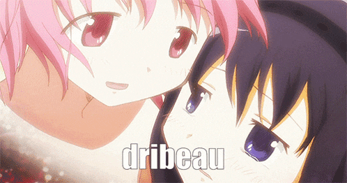 a picture of two anime girls with the word dribeau on the bottom right