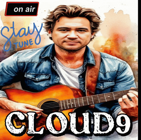 a poster of a man playing a guitar with the words cloud9 written below him