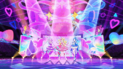 a stage with a sign that says idol precure