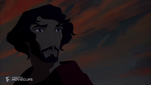 a cartoon of a man with a beard is featured on a movie clips page