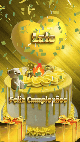 a birthday cake with a teddy bear on it and the name lato on it