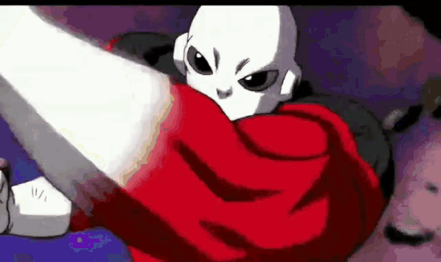 a cartoon character with a red cape is holding a sword in his hand .