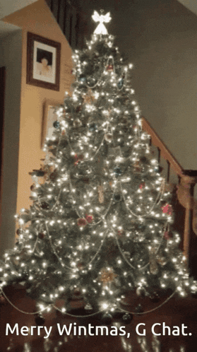 a picture of a christmas tree with the words merry wintmas g chat below it
