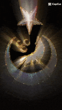a picture of a crescent moon with a star on top of it