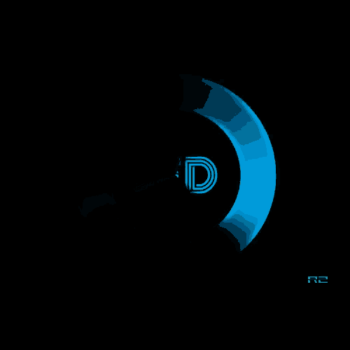 a blue circle with the letter d in the middle