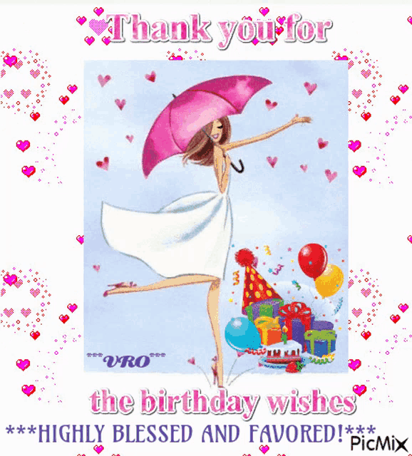 a birthday card that says thank you for the birthday wishes highly blessed and favored picmix