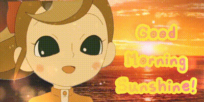 a cartoon girl with the words good morning sunshine