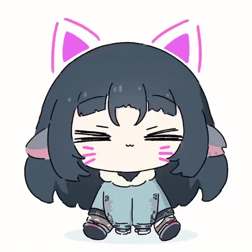 a drawing of a little girl with cat ears