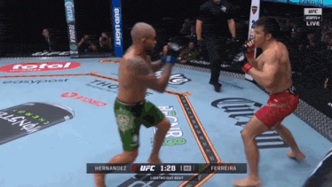 a ufc fight between hernandez and ferreira is being broadcast live on espn