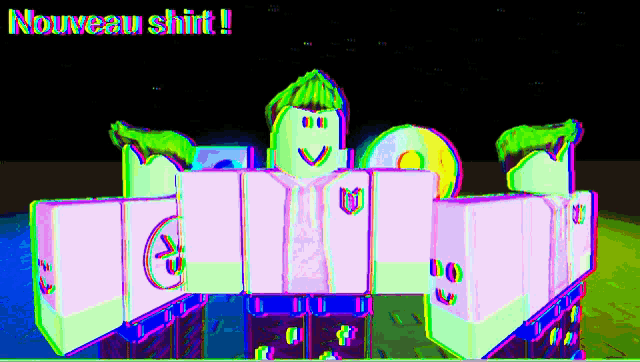 a video game character with the words nouveau shit written above him