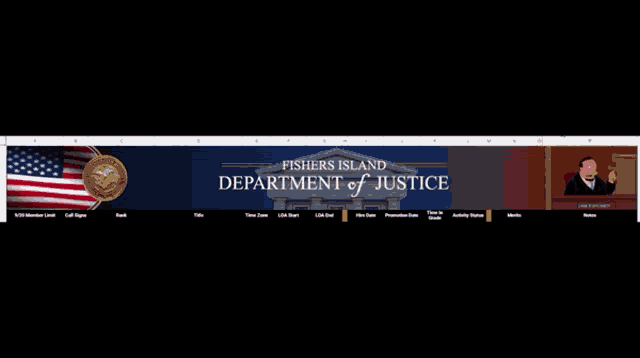 fishers island department of justice website with a judge