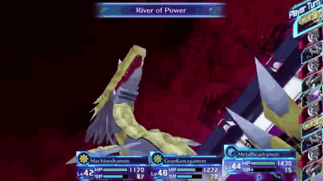 a screenshot of a video game with the words river of power on the bottom