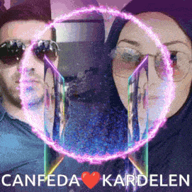 a picture of a man and woman with the words canfeda kardelen